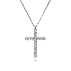 Gabriel & Co. 14K White Gold Diamond Cross Pendant Necklace