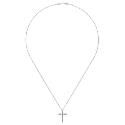 Gabriel & Co. 14K White Gold Diamond Cross Pendant Necklace