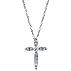 Gabriel & Co. 14K White Gold Diamond Cross Pendant Necklace