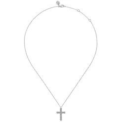 Hot Gabriel & Co. 14K White Gold Diamond Cross Pendant Necklace