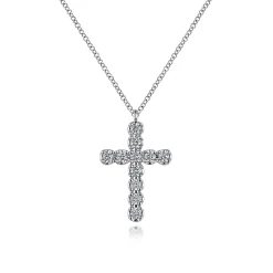 Hot Gabriel & Co. 14K White Gold Diamond Cross Pendant Necklace