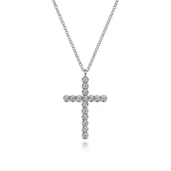 Gabriel & Co. 14K White Gold Diamond Cross Pendant Necklace