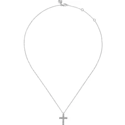 Best Gabriel & Co. 14K White Gold Diamond Cross Pendant Necklace