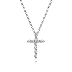 Discount Gabriel & Co. 14K White Gold Diamond Cross Pendant Necklace