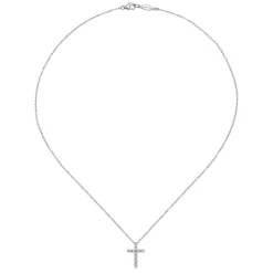 Discount Gabriel & Co. 14K White Gold Diamond Cross Pendant Necklace