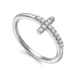 Sale Gabriel & Co. 14K White Gold Diamond Cross Ring
