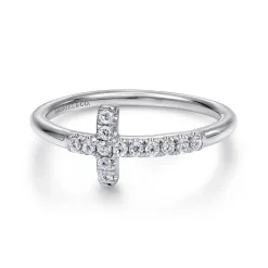Sale Gabriel & Co. 14K White Gold Diamond Cross Ring