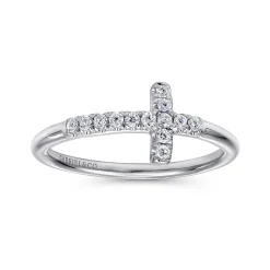 Sale Gabriel & Co. 14K White Gold Diamond Cross Ring