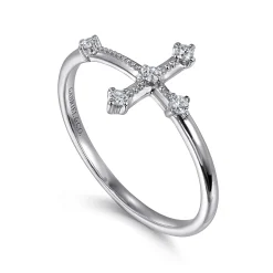 Online Gabriel & Co. 14K White Gold Diamond Cross Ring