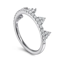 New Gabriel & Co. 14K White Gold Diamond Crown Ring