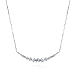 Clearance Gabriel & Co. 14K White Gold Diamond Curved Bar Necklace