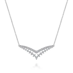 Online Gabriel & Co. 14K White Gold Diamond Double Chevron Bar Necklace