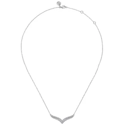 New Gabriel & Co. 14K White Gold Diamond Double Row Chevron Bar Necklace