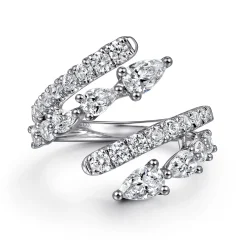 Gabriel & Co. 18K White Gold Diamond Double Row Bypass Ladies Ring