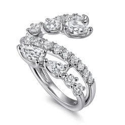Gabriel & Co. 18K White Gold Diamond Double Row Bypass Ladies Ring