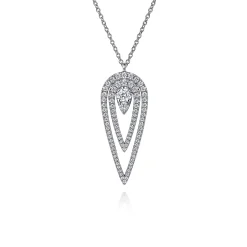 Outlet Gabriel & Co. 14K White Gold Diamond Drop Elongated Pear Shape Pendant Necklace