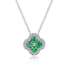 Online Gabriel & Co. 14K White Gold Diamond Emerald Clover Pendant Necklace