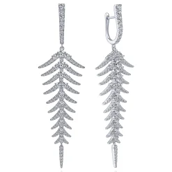 Discount Gabriel & Co. 18K White Gold Diamond Fishbone Linear Huggies