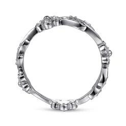 Best Gabriel & Co. 14K White Gold Diamond Floral Contoured Stackable Ring