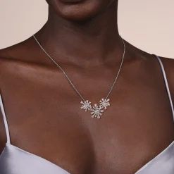 Best Gabriel & Co. 18K White Gold Diamond Floral Necklace