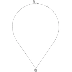 Best Gabriel & Co. 14K White Gold Diamond Floral Pendant Necklace