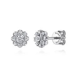 Clearance Gabriel & Co. 14K White Gold Diamond Floral Stud Earrings