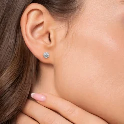 Clearance Gabriel & Co. 14K White Gold Diamond Floral Stud Earrings