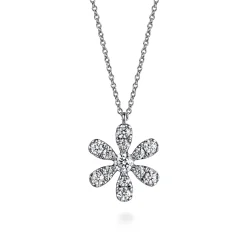 Outlet Gabriel & Co. 14K White Gold Diamond Flower Pendant Necklace