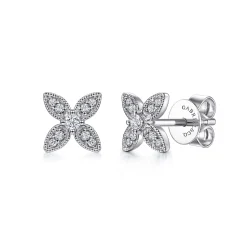 Best Gabriel & Co. 14K White Gold Diamond Flower Stud Earrings