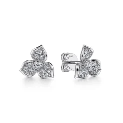 Best Gabriel & Co. 14K White Gold Diamond Flower Stud Earrings