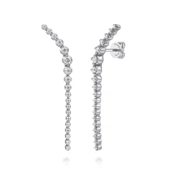 Gabriel & Co. 14K White Gold Diamond Graduating Ear Climber Drop Earrings