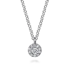 Gabriel & Co. 14K White Gold Diamond Halo Pendant Necklace