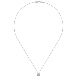 Sale Gabriel & Co. 14K White Gold Diamond Halo Pendant Necklace