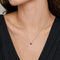 Clearance Gabriel & Co. 14k White Gold Diamond Halo Pink Tourmaline Pendant Necklace