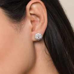 Best Gabriel & Co. 18K White Gold Diamond Halo Stud Earrings