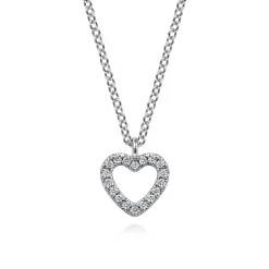 Gabriel & Co. 14K White Gold Diamond Heart Pendant Necklace