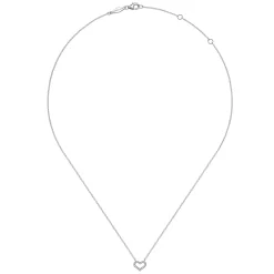 Best Gabriel & Co. 14K White Gold Diamond Heart Pendant Necklace