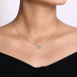 Sale Gabriel & Co. 14K White Gold Diamond Heart Pendant Necklace