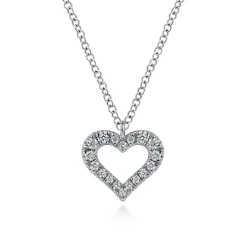 Sale Gabriel & Co. 14K White Gold Diamond Heart Pendant Necklace