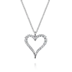 Hot Gabriel & Co. 14K White Gold Diamond Heart Pendant Necklace
