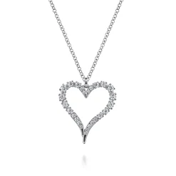 New Gabriel & Co. 14K White Gold Diamond Heart Pendant Necklace