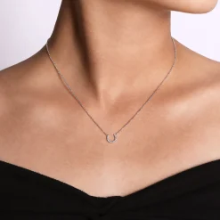 Discount Gabriel & Co. 14K White Gold Diamond Horseshoe Pendant Necklace