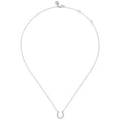 Best Gabriel & Co. 14K White Gold Diamond Horseshoe Pendant Necklace