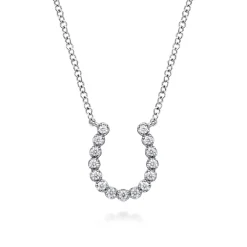 Best Gabriel & Co. 14K White Gold Diamond Horseshoe Pendant Necklace