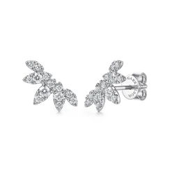 Discount Gabriel & Co. 14K White Gold Diamond Illusion Marquise Ear Climber Stud Earrings
