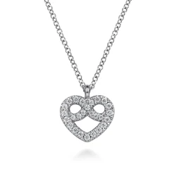 Sale Gabriel & Co. 14K White Gold Diamond Infinity Heart Pendant Necklace