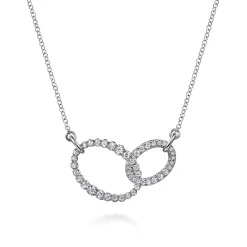 Discount Gabriel & Co. 14K White Gold Diamond Interlocking Oval Link Diamond Necklace