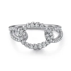 Hot Gabriel & Co. 14K White Gold Diamond Interlocking Link Ring