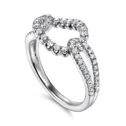 Hot Gabriel & Co. 14K White Gold Diamond Interlocking Link Ring