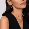 Best Gabriel & Co. 14K White Gold Diamond Intricate Hoop Earrings in size 30mm
